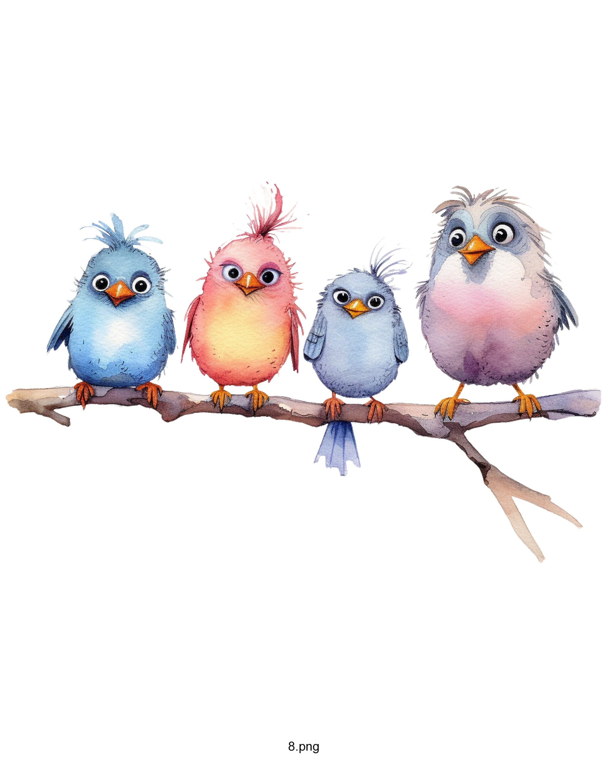 Set of 3 Watercolour Bird Prints – Fine Art Birds on Branch Wall Décor - Image 5