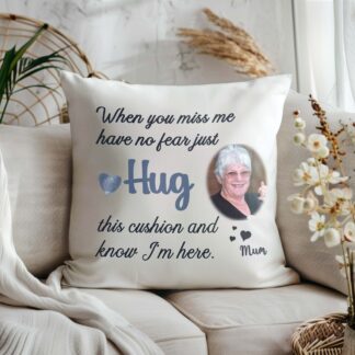 Personalised Memorial Photo Cushion: Special Hug Memory Pillow