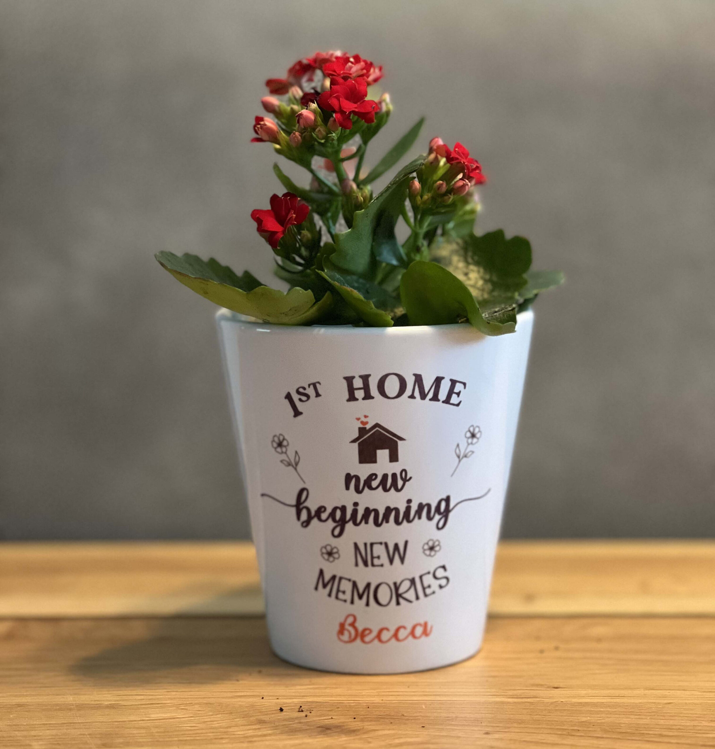 Personalised New Home Flower Pot – Ceramic Housewarming Planter Gift