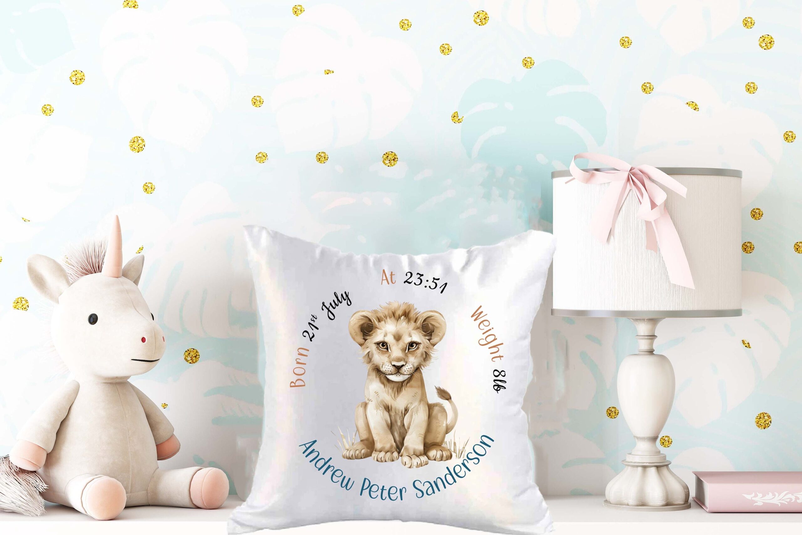 Personalised Satin Baby Cushion & Cover – New Baby Gift with Birth Stats – Christening & Baptism Keepsake - Image 5