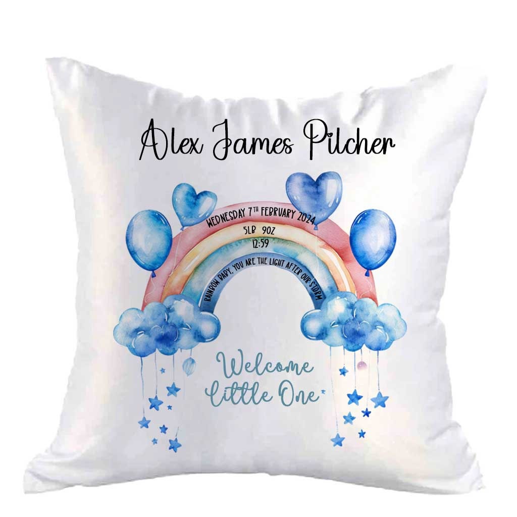 Personalised Satin Baby Cushion & Cover – New Baby Gift with Birth Stats – Christening & Baptism Keepsake - Image 10