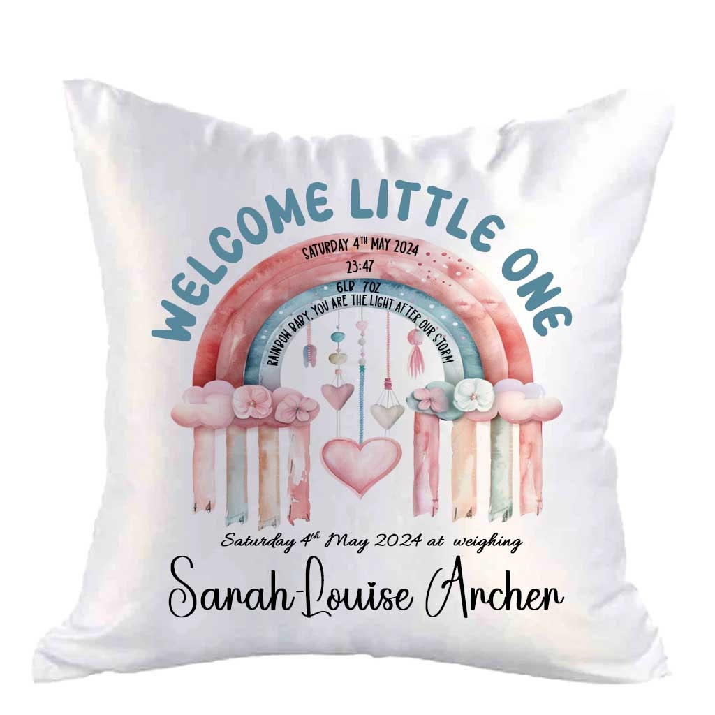 Personalised Satin Baby Cushion & Cover – New Baby Gift with Birth Stats – Christening & Baptism Keepsake - Image 9