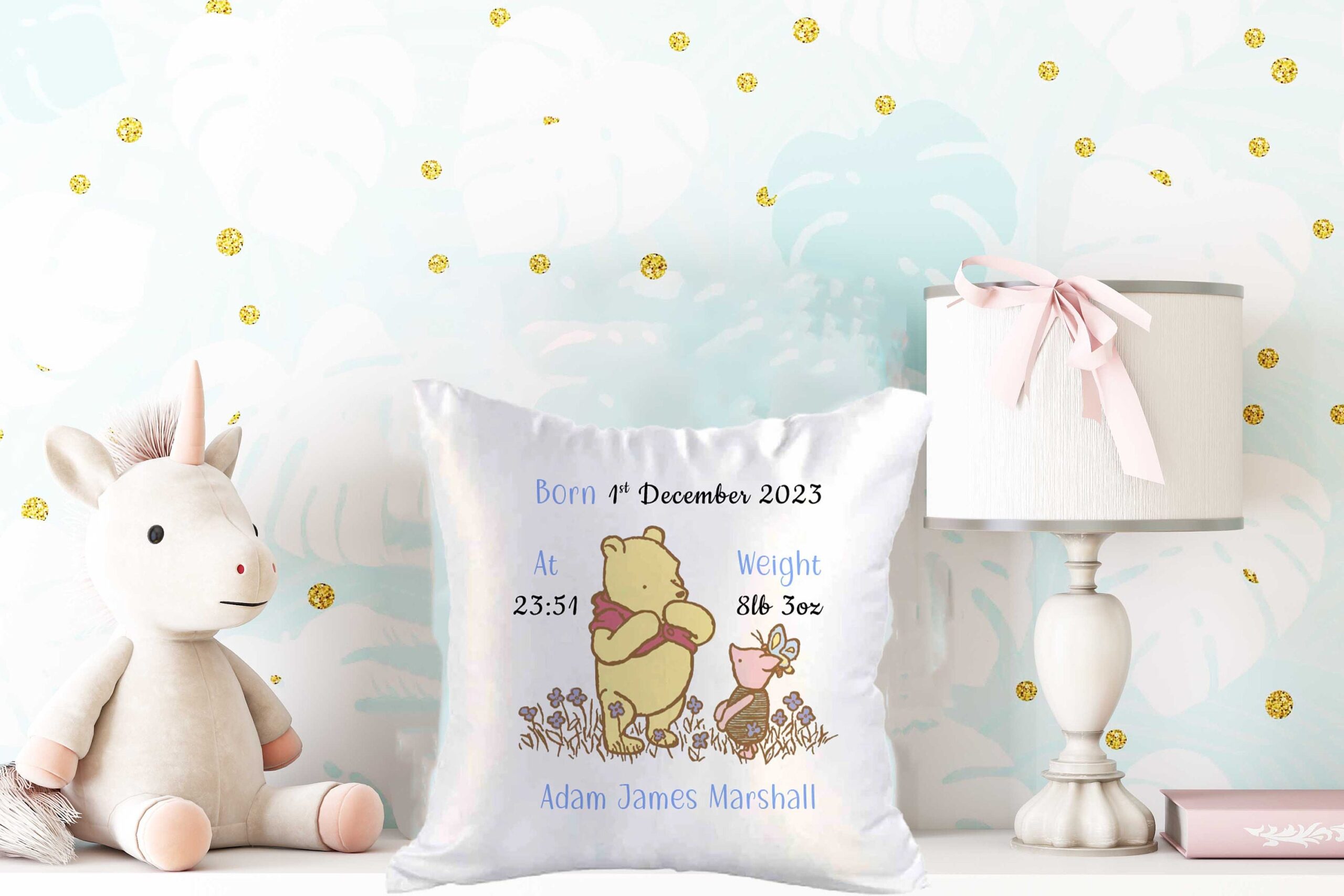 Personalised Satin Baby Cushion & Cover – New Baby Gift with Birth Stats – Christening & Baptism Keepsake - Image 8