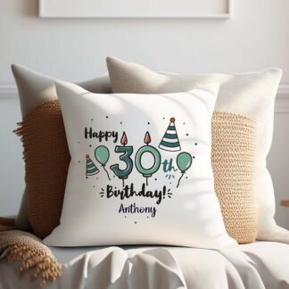 Personalised Birthday Cushion – Canvas Number Pillow Gift for Any Age: 21st, 30th, 50th, 90th, Brother, Sister, Best Friend, Nan