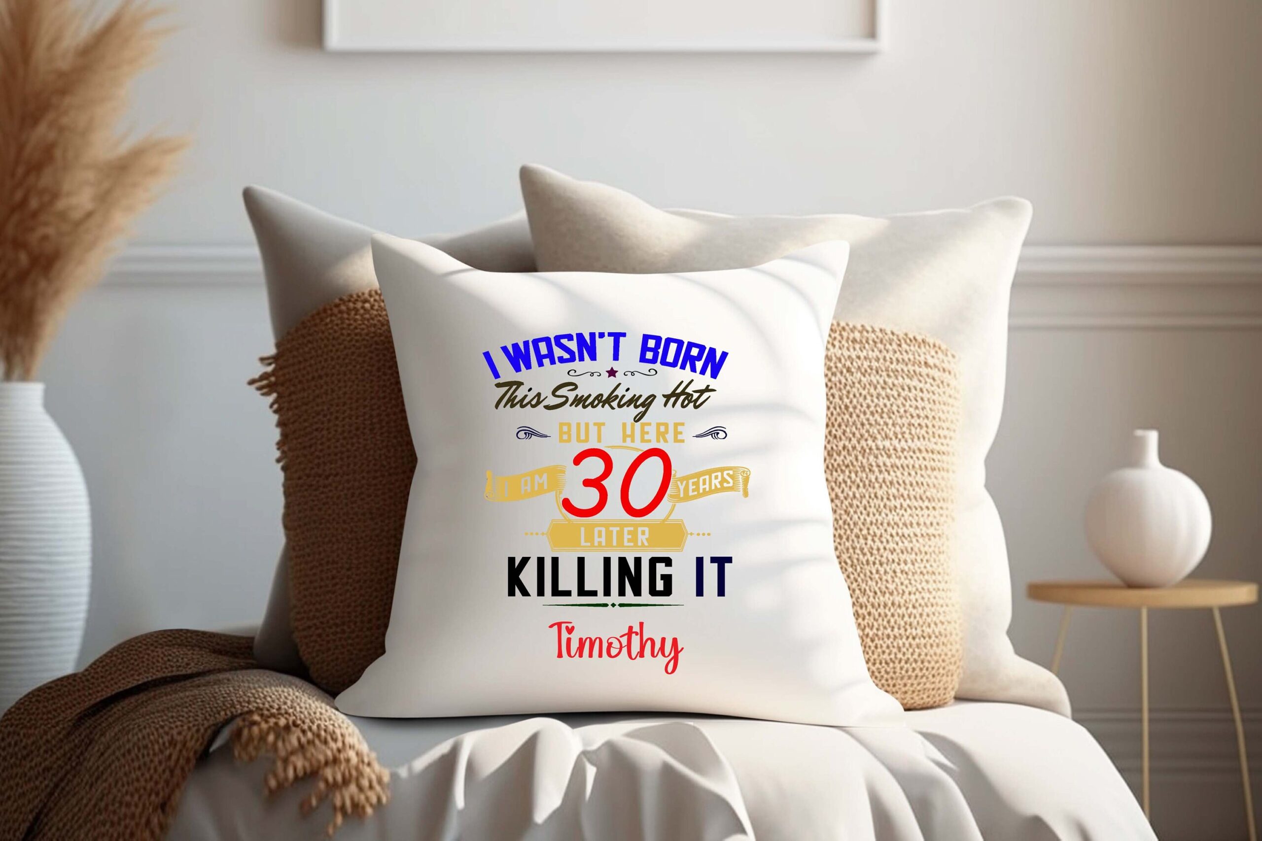 Personalised Birthday Cushion – Canvas Number Pillow Gift for Any Age - Image 8