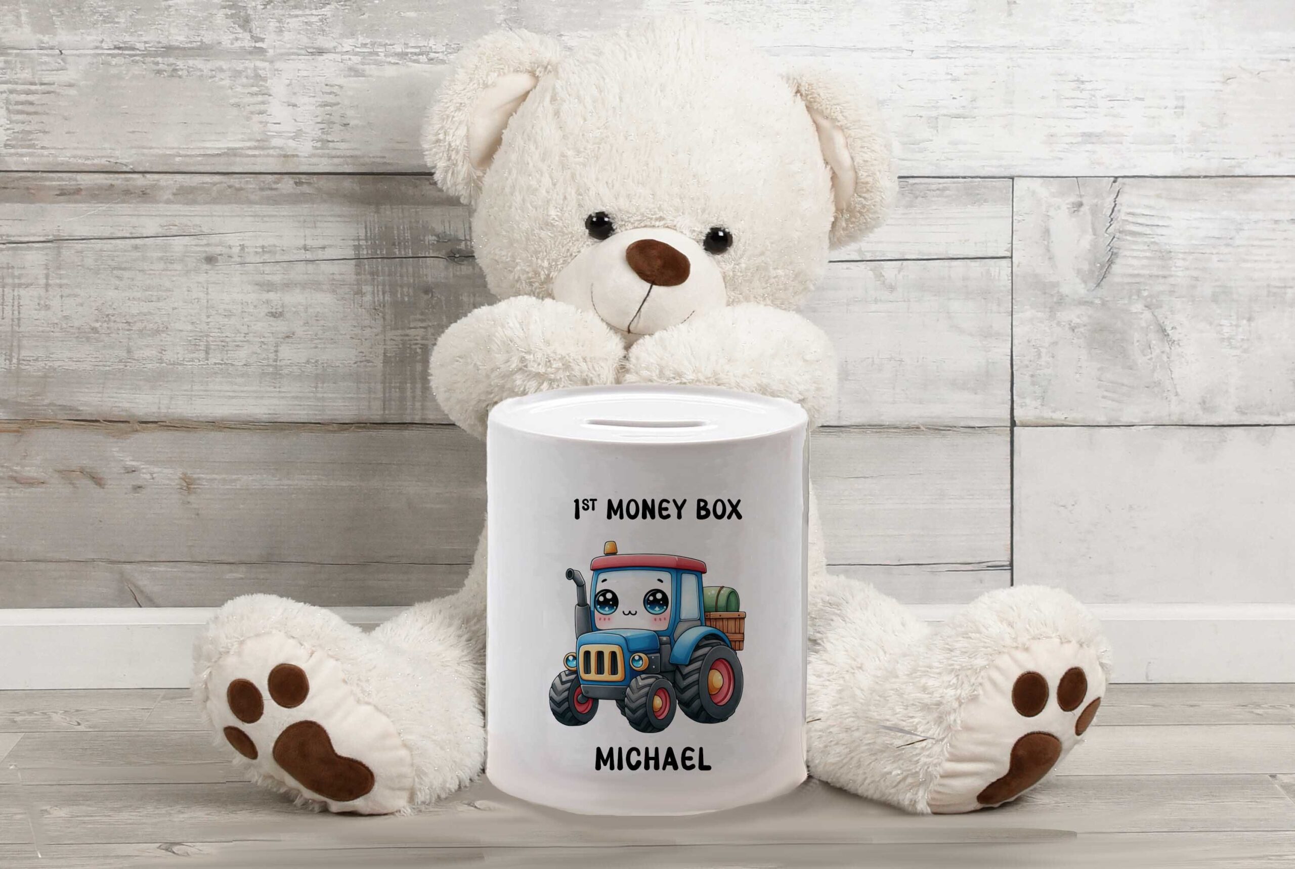 Personalised Ceramic Money Box | Tractor & Safari - Image 7