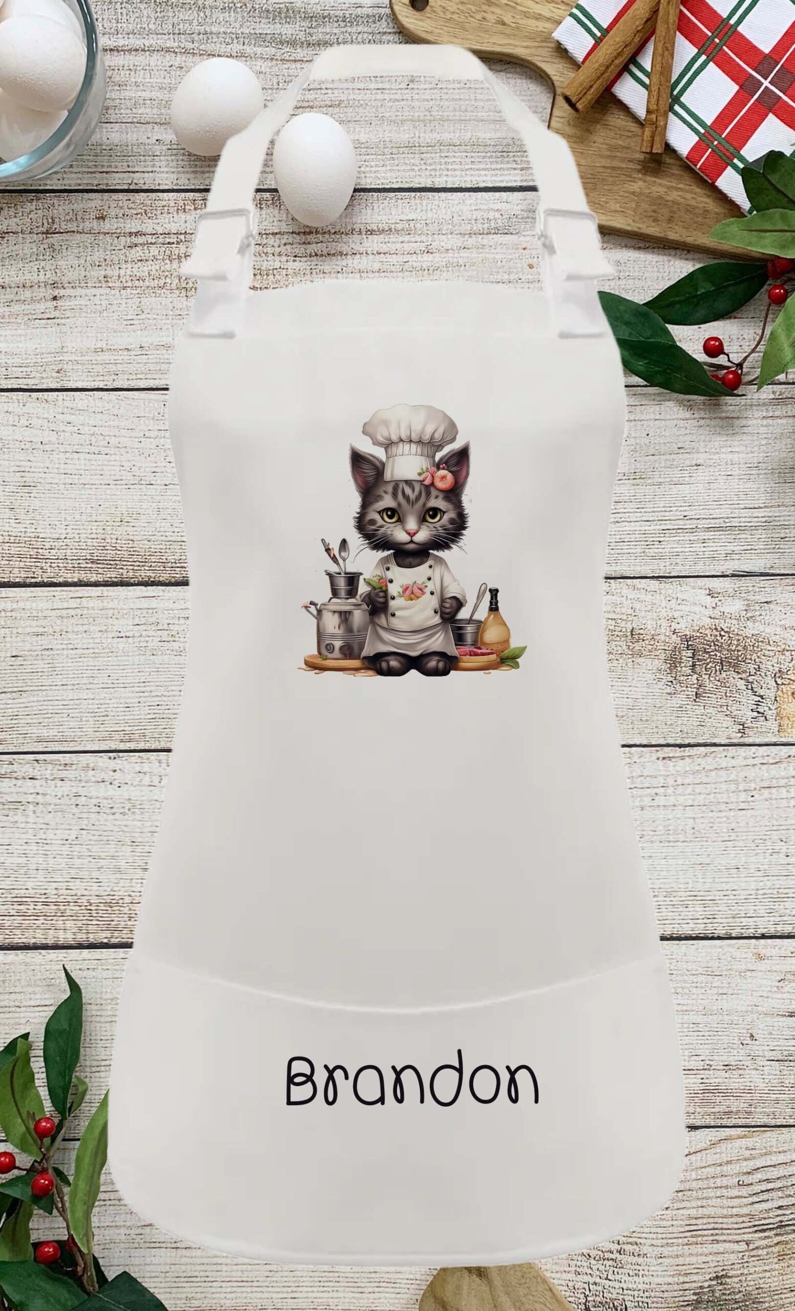 Personalised Childs Cat Apron – Kids Cooking, Baking & Painting Apron (Toddler & Junior Sizes) - Image 5