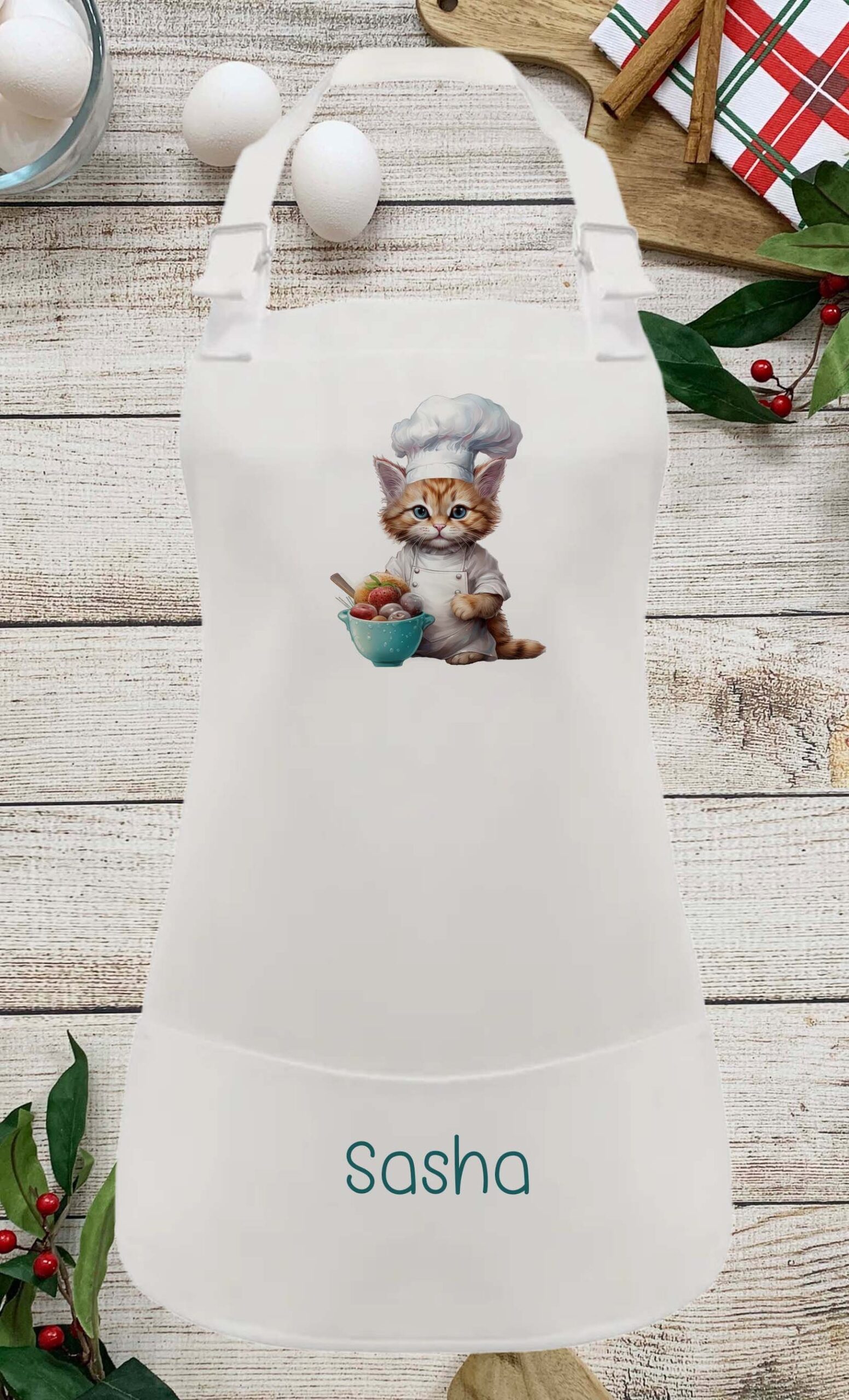 Personalised Childs Cat Apron – Kids Cooking, Baking & Painting Apron (Toddler & Junior Sizes) - Image 8