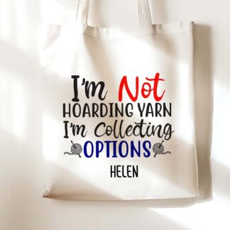 White Soft Tote Bag Shoulder Handle Bags Shopping bag personalise CROCHET YARN KNITTING hook, needles reusable