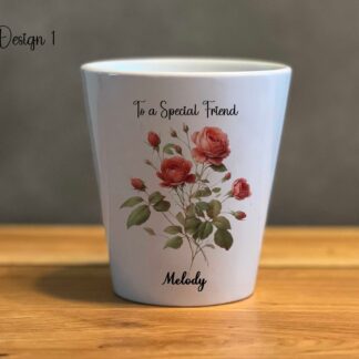 Personalised Ceramic Plant Pot with Birth Flower – Custom Birthday Gift for Mum, Nan, Mother's Day Present,