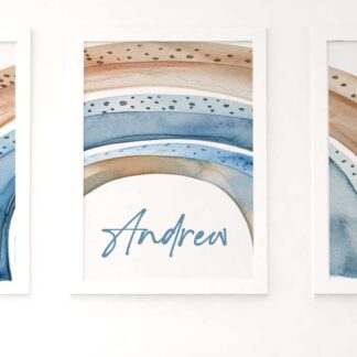 Personalised BOHO 3 x Nursery Wall Art, animals wall Prints, Nursery, baby's, child's bedroom gift boy or girl A4