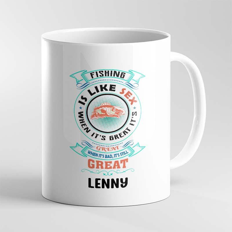 Funny Fishing Mug – Cheeky Humour Quote Cup – Personalised Gift for Him or Her – Birthday Present
