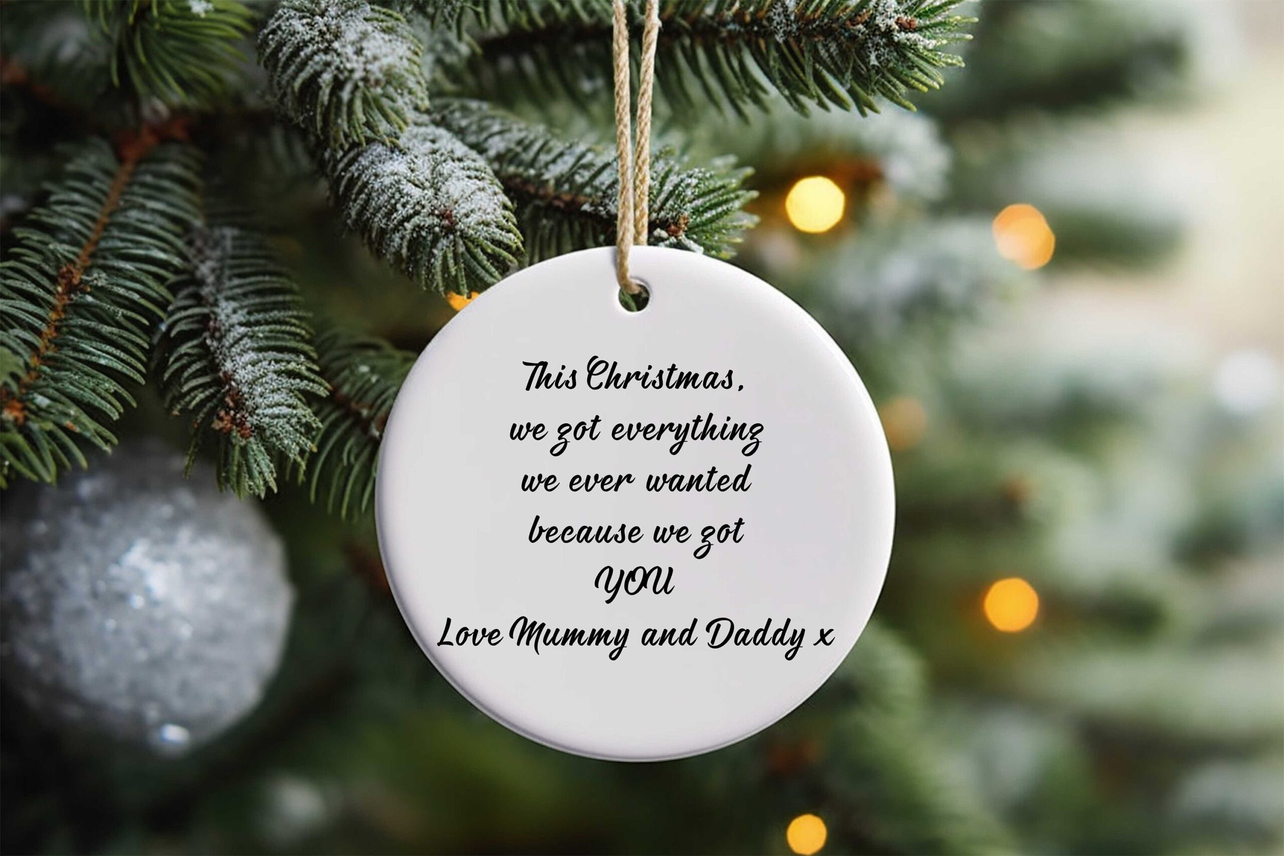 Ceramic Disc Personalised Christmas Initialled for son, daughter, his, her someone special reindeer Double sided dated named 2025 - Image 3