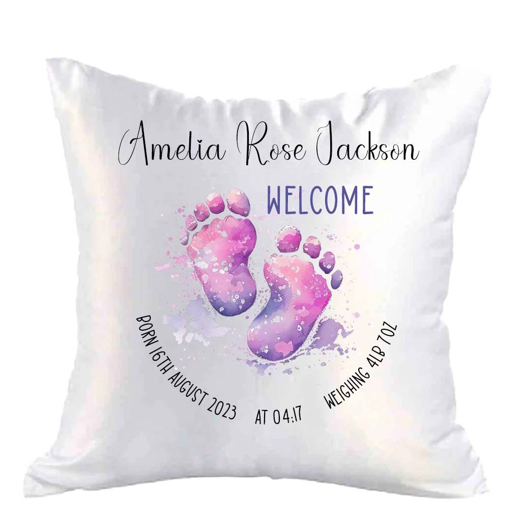 Personalised Satin Baby Cushion & Cover – New Baby Gift with Birth Stats – Christening & Baptism Keepsake - Image 4