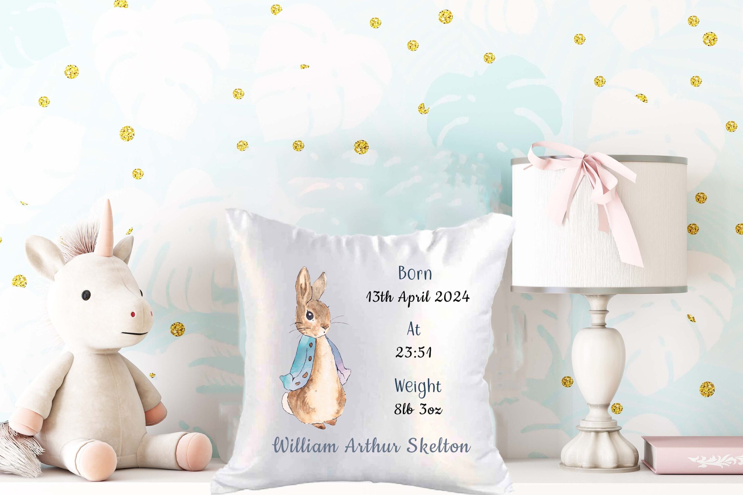 Personalised Satin Baby Cushion & Cover – New Baby Gift with Birth Stats – Christening & Baptism Keepsake - Image 6