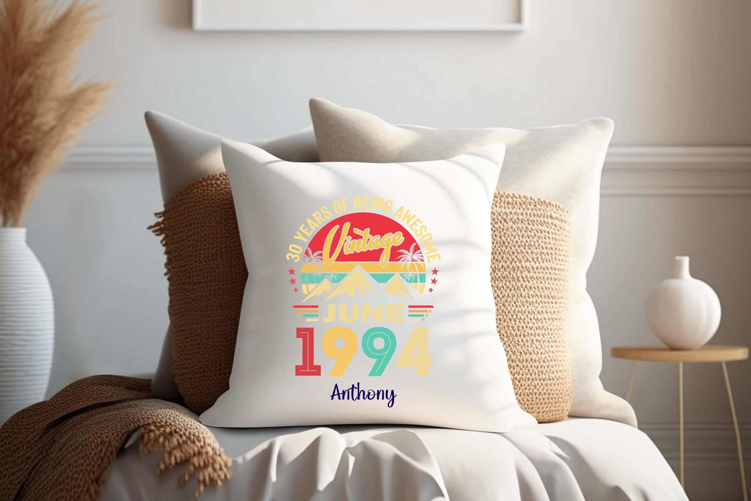 Personalised Birthday Cushion – Canvas Number Pillow Gift for Any Age - Image 5