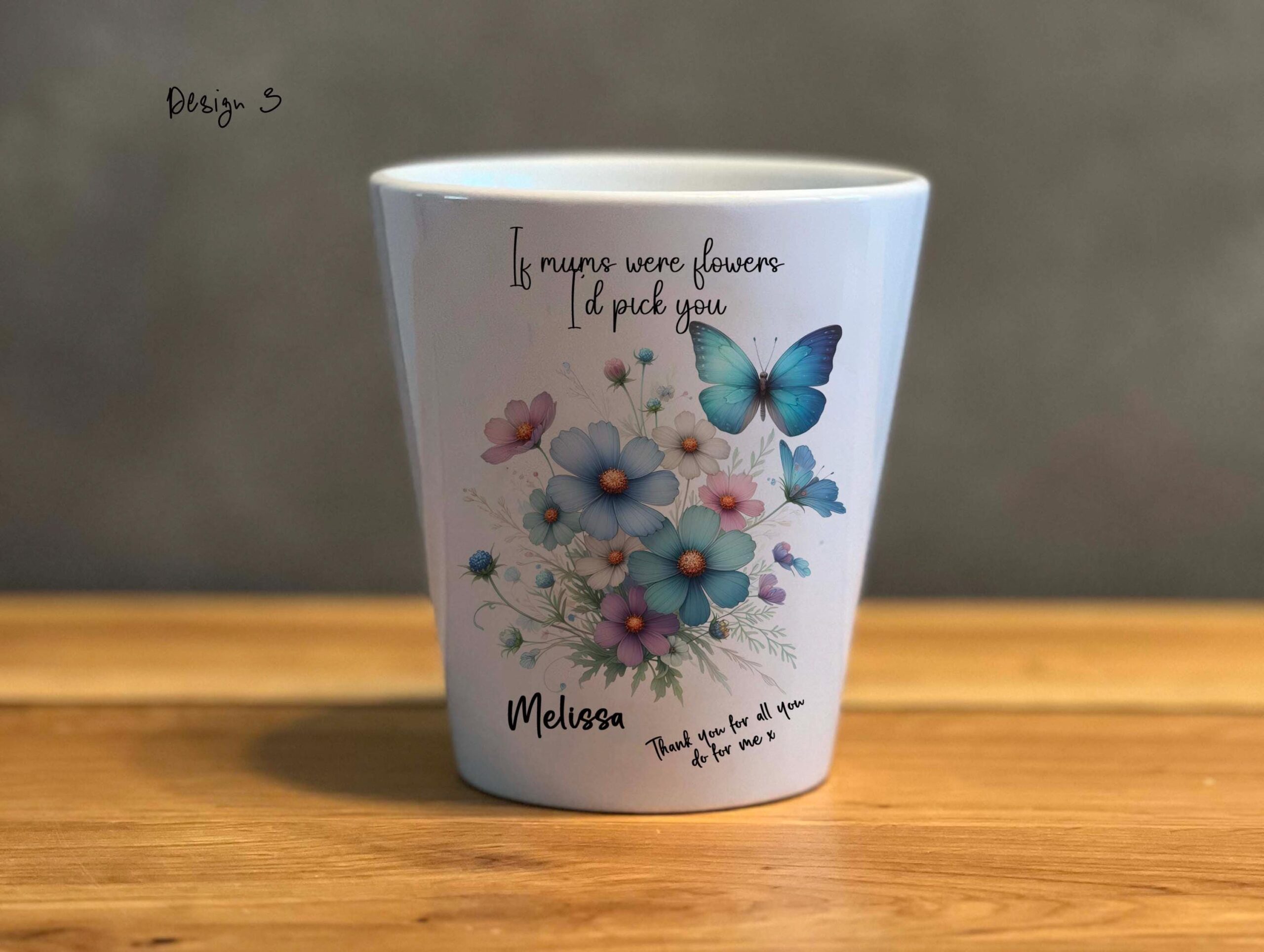 Personalised Ceramic Plant Pot – Floral Mum Gift ‘If Mums Were Flowers I’d Pick You’ - Image 4