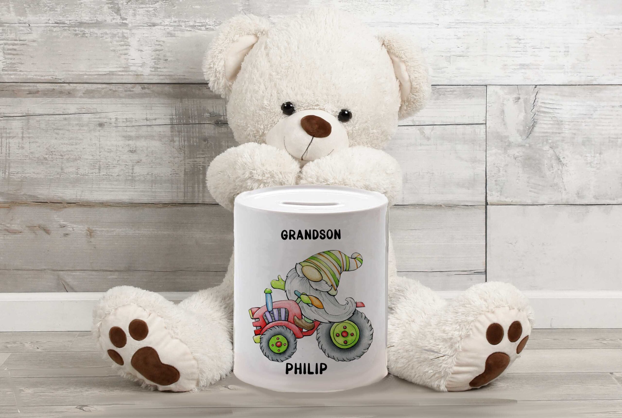 Personalised Ceramic Money Box | Tractor & Safari - Image 8