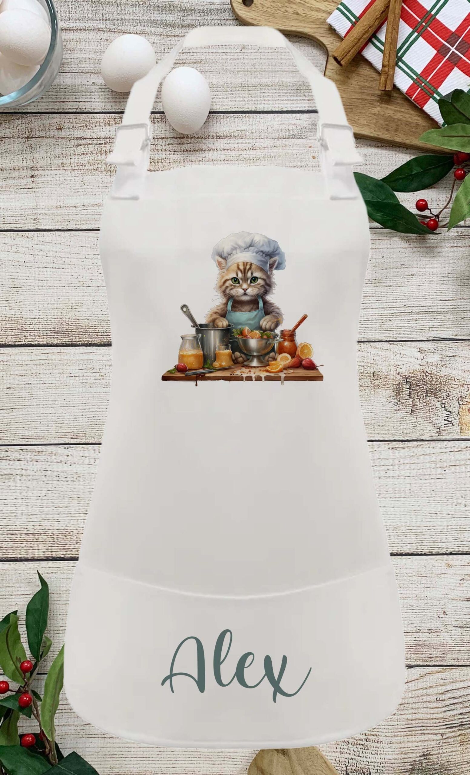 Personalised Childs Cat Apron – Kids Cooking, Baking & Painting Apron (Toddler & Junior Sizes) - Image 3