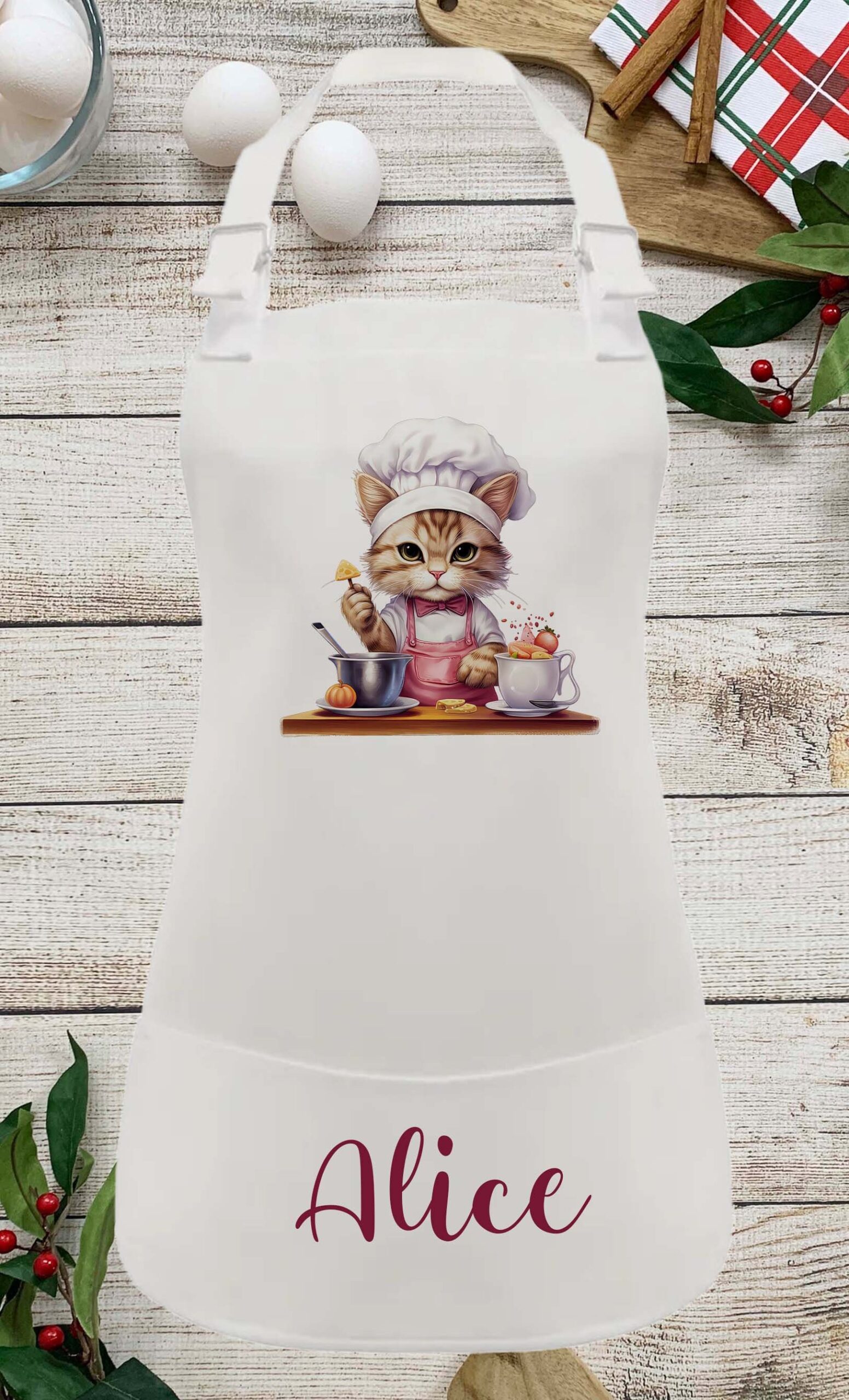 Personalised Childs Cat Apron – Kids Cooking, Baking & Painting Apron (Toddler & Junior Sizes) - Image 4