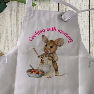 KIDS SMALL/LARGE apron Personalised, cooking, baking, messy play, painting, boy,girl, toddler, cute masterchef country mouse