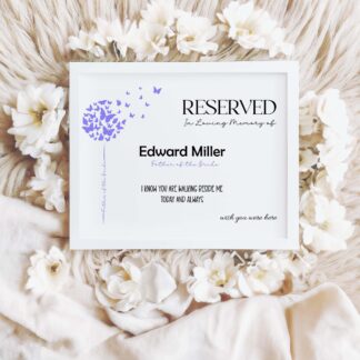 Personalized Wedding Memorial Print: Reserved Seating Sign (A4 Print)