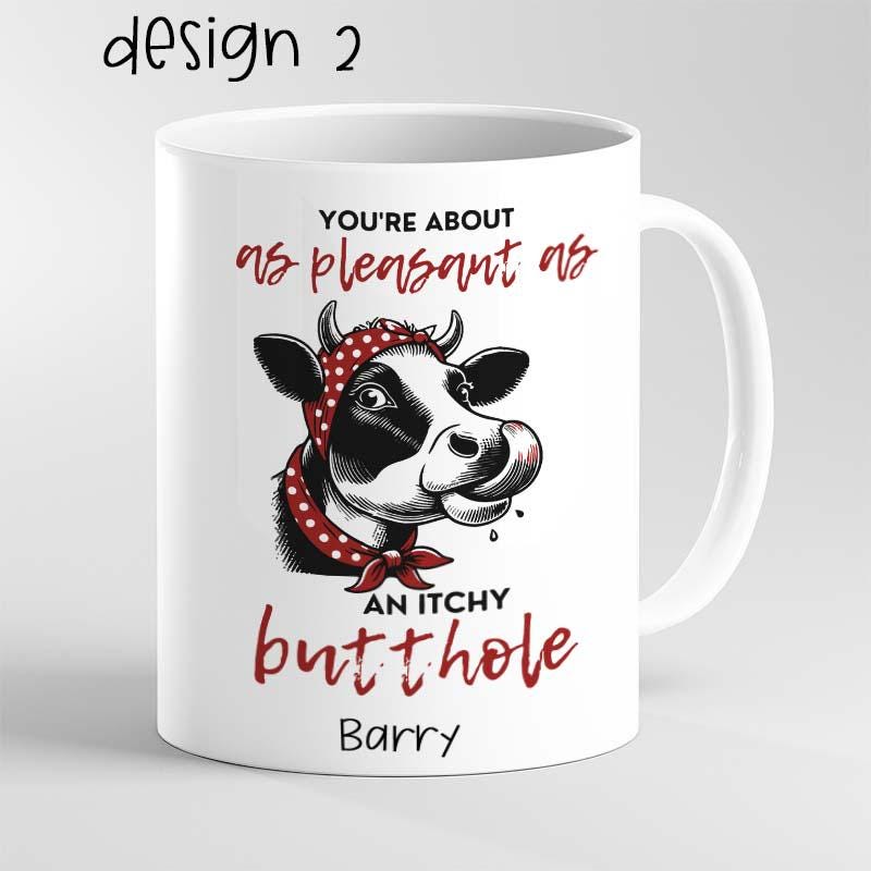 Personalised Itchy Butt Cow Mug – Funny Novelty Gift – Custom Coffee Cup - Image 2