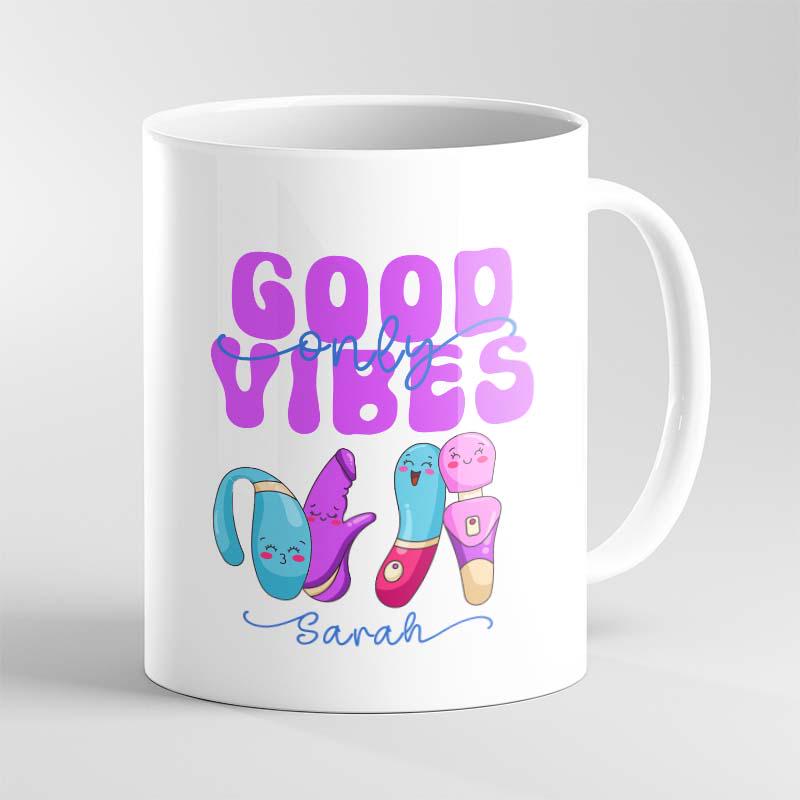 Personalised “Good Vibes Only” Mug – Funny Quote Gift for Him or Her, Custom Birthday Present - Image 3