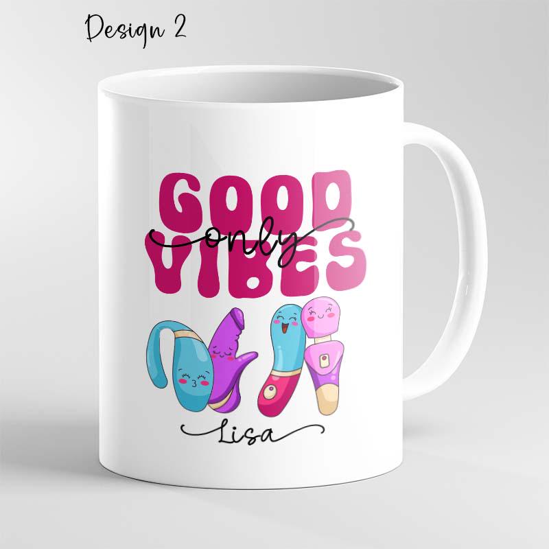 Personalised “Good Vibes Only” Mug – Funny Quote Gift for Him or Her, Custom Birthday Present