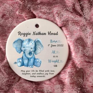 Ceramic Disc Personalised Newborn Baby Boy/Girl , birth or Christening Keepsake