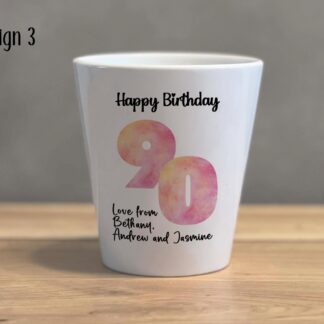 Personalised ceramic plant Pot, any age flower, birthday, nan, Mother's Day mum house warming, friend 90th, 60th, 60th, 50th, 40th, 30th
