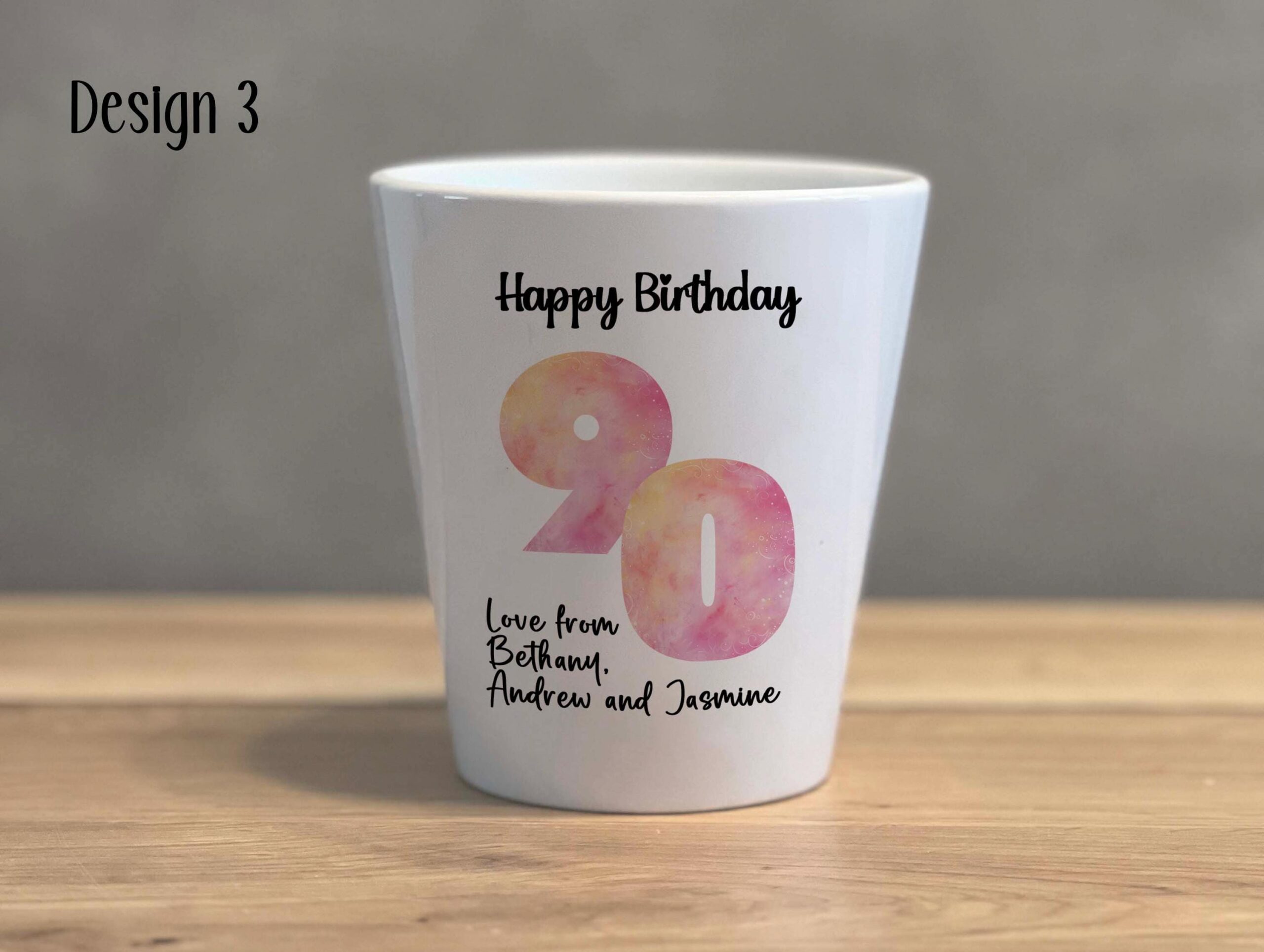 Personalised Ceramic Plant Pot – Custom Birthday Flower Pot for Any Age, 30th, 40th, 50th, 60th, 70th, 80th & 90th Gift