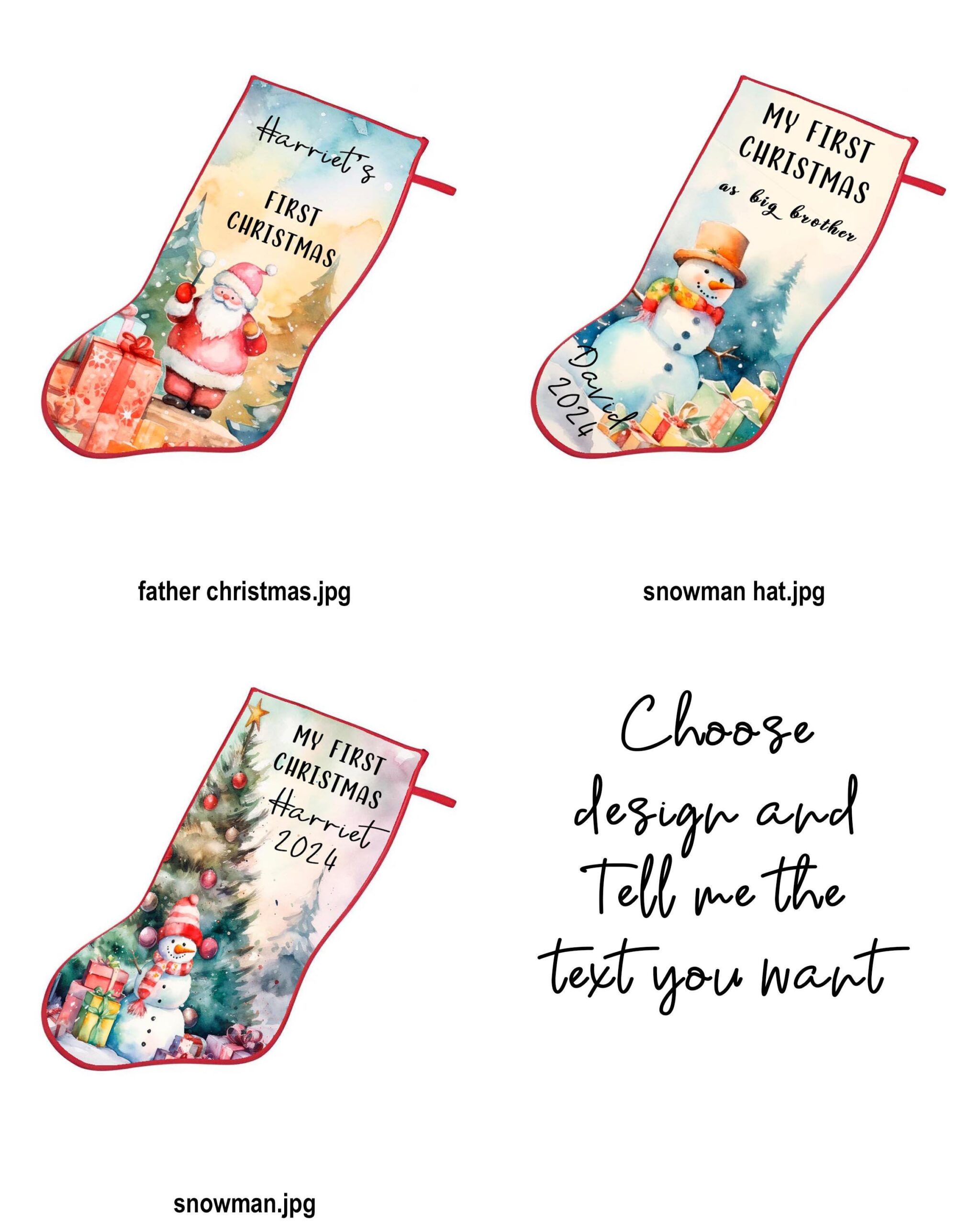 Personalised Children’s Christmas Stocking – First Christmas 1st Xmas, Custom Name, Brother or Sister, Dated Keepsake - Image 2