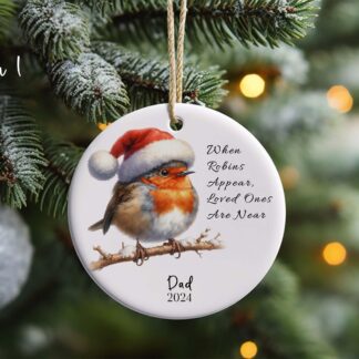 Personalised Robins Dated Ceramic Disc, 2024 When robins appear loved ones are near