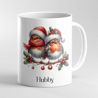 Personalised Personalised Christmas  Mugs, for someone special, present, merry christmas, Robins