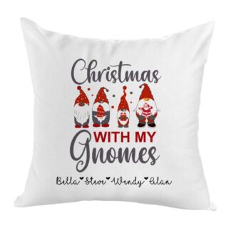 Personalised Christmas Gnomies Cushion  Covers 40cm Square Xmas Home Decors