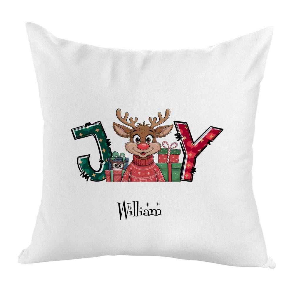 Personalised Christmas Cushion Cover 40cm – Ho Ho Ho & Joy Design, Custom Xmas Pillow Case, Festive Home Decor - Image 2