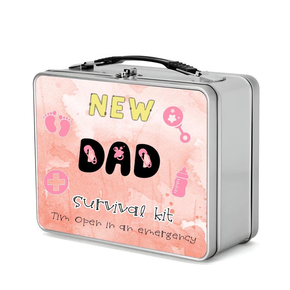 Personalised New Dad Survival Kit Tin – First Father’s Day Gift Box – Custom Metal Keepsake - Image 2
