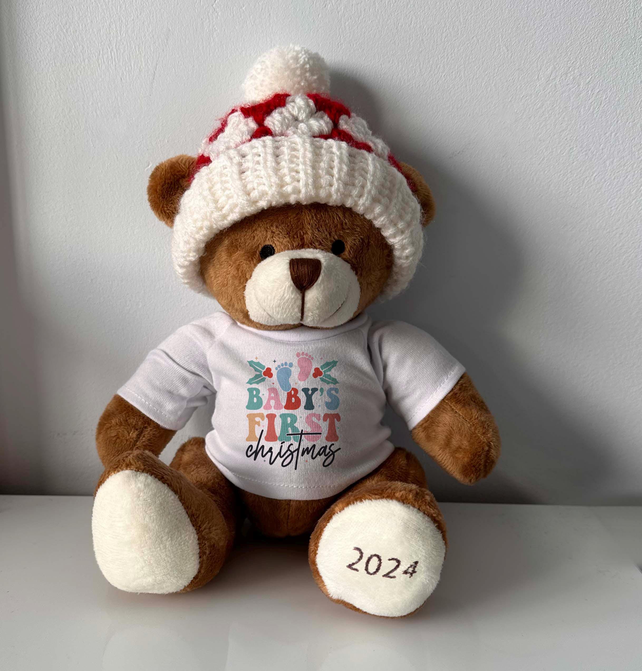 Personalised Children’s Christmas Bear with Crocheted Hat 2026 - Image 9