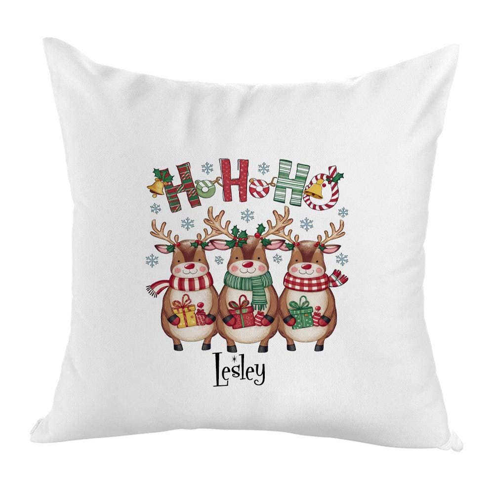 Personalised Christmas Cushion Cover 40cm – Ho Ho Ho & Joy Design, Custom Xmas Pillow Case, Festive Home Decor - Image 5