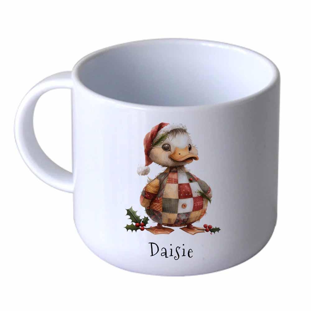 Personalised Kids Christmas Dinnerware Set Initial Reindeer, Santa or Duck – Unbreakable Plate, Bowl, Cup, Mug & Cutlery - Image 4