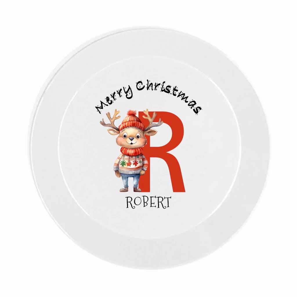 Personalised Kids Christmas Dinnerware Set Initial Reindeer, Santa or Duck – Unbreakable Plate, Bowl, Cup, Mug & Cutlery - Image 8