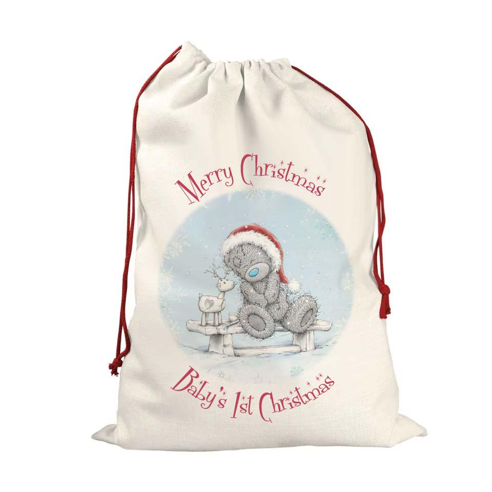Personalised Children’s Santa Sack XL – Cute Bears First Christmas, Custom Name Gift Bag 48cm x 68cm - Image 3