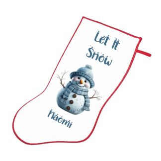 Personalised Children's Christmas Stocking, first Christmas, snowman, date 2024