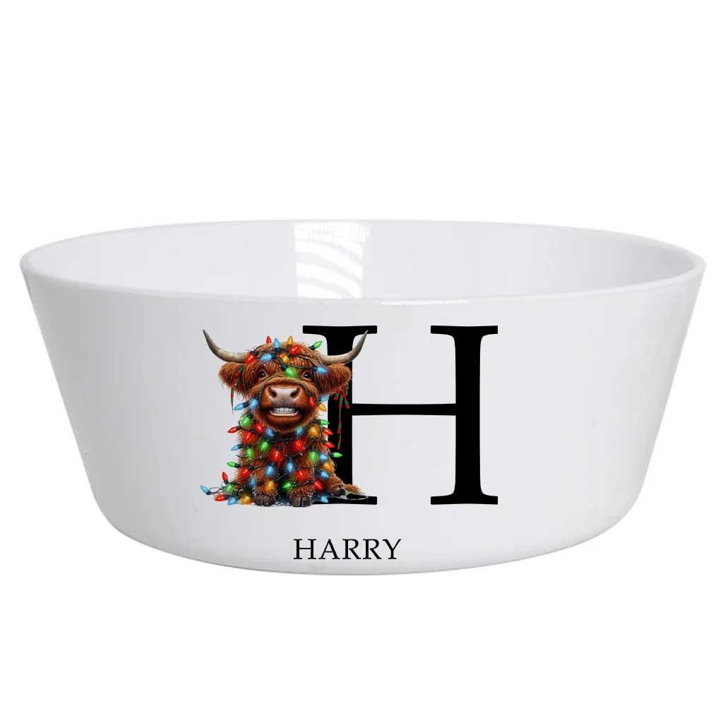 Luxury Personalised Highland Cow Children’s Dinner Set – Initial Christmas Plate, Bowl, Mug, Cup, Cutlery & Placemat – Unbreakable Gift - Image 4