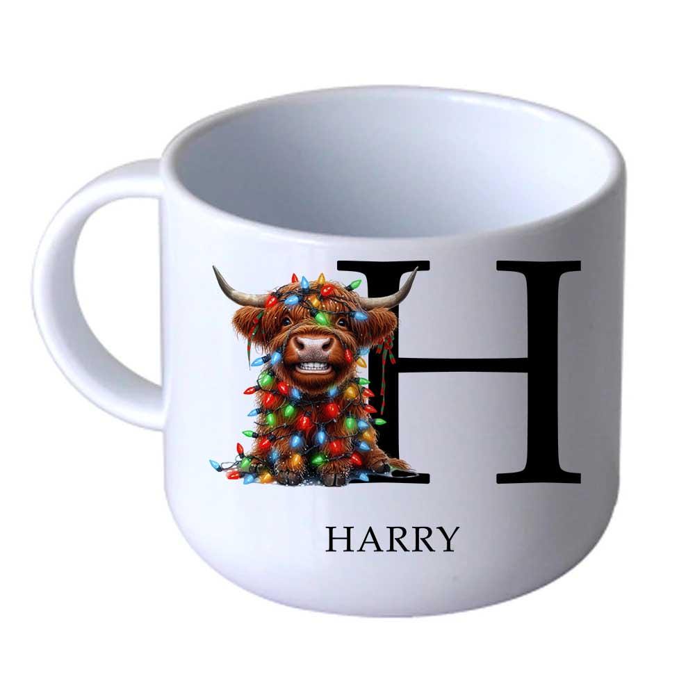 Luxury Personalised Highland Cow Children’s Dinner Set – Initial Christmas Plate, Bowl, Mug, Cup, Cutlery & Placemat – Unbreakable Gift - Image 6