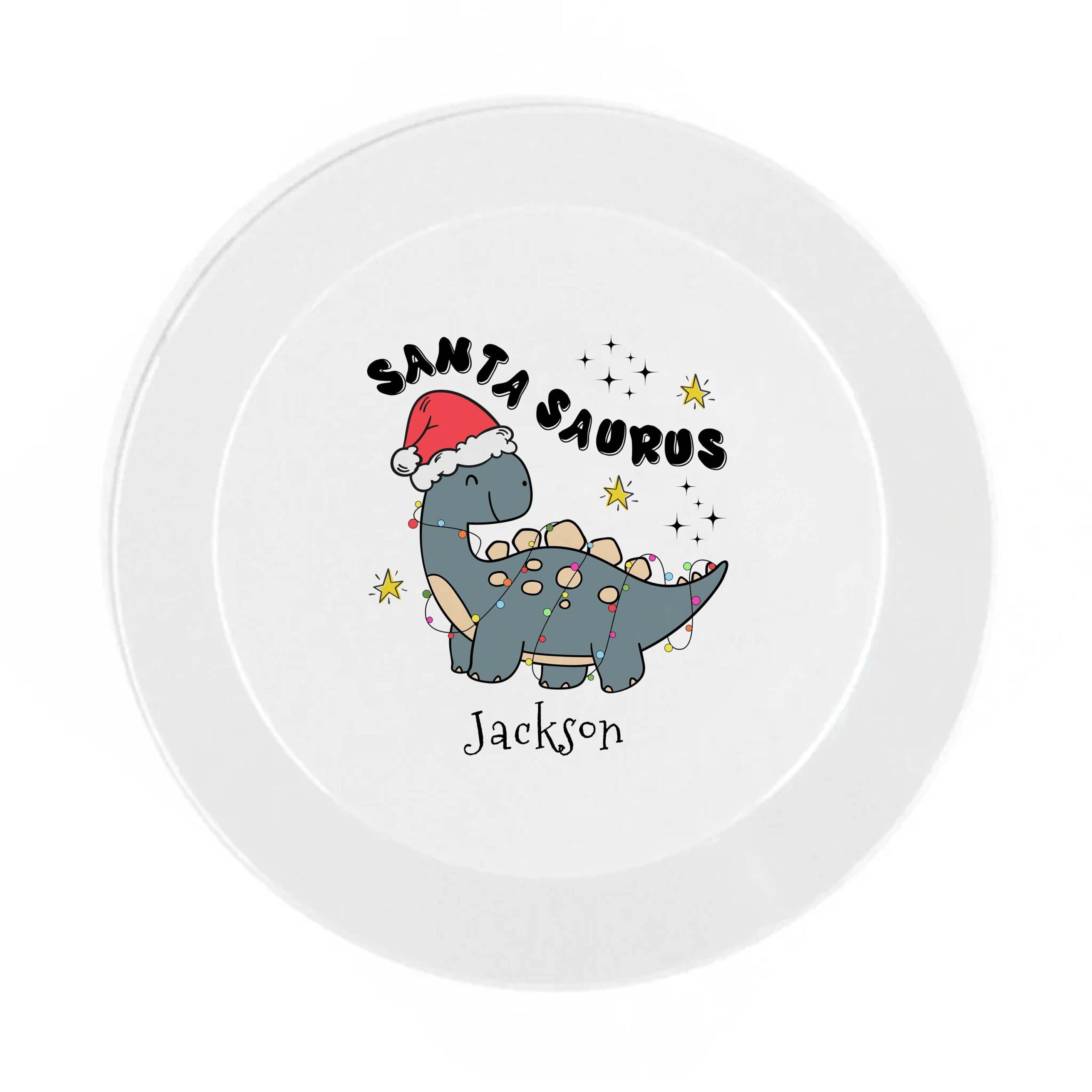 Magical Personalised Santasaurus Christmas Plate – Kids Unbreakable Custom Name Gift - Image 3
