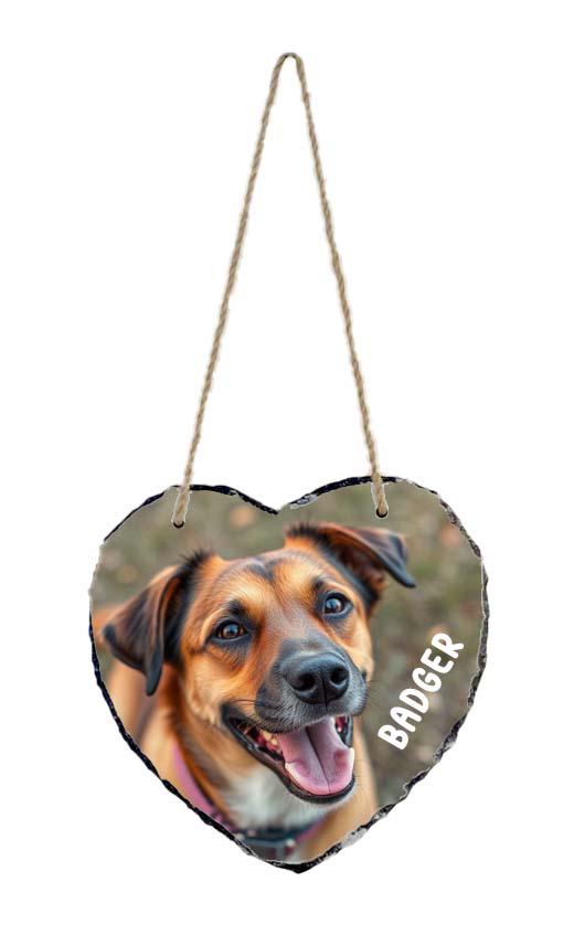 Personalised Photo Slate Heart : Custom Heart Rock Plaque, Desk or Hanging Gift | large - Image 6