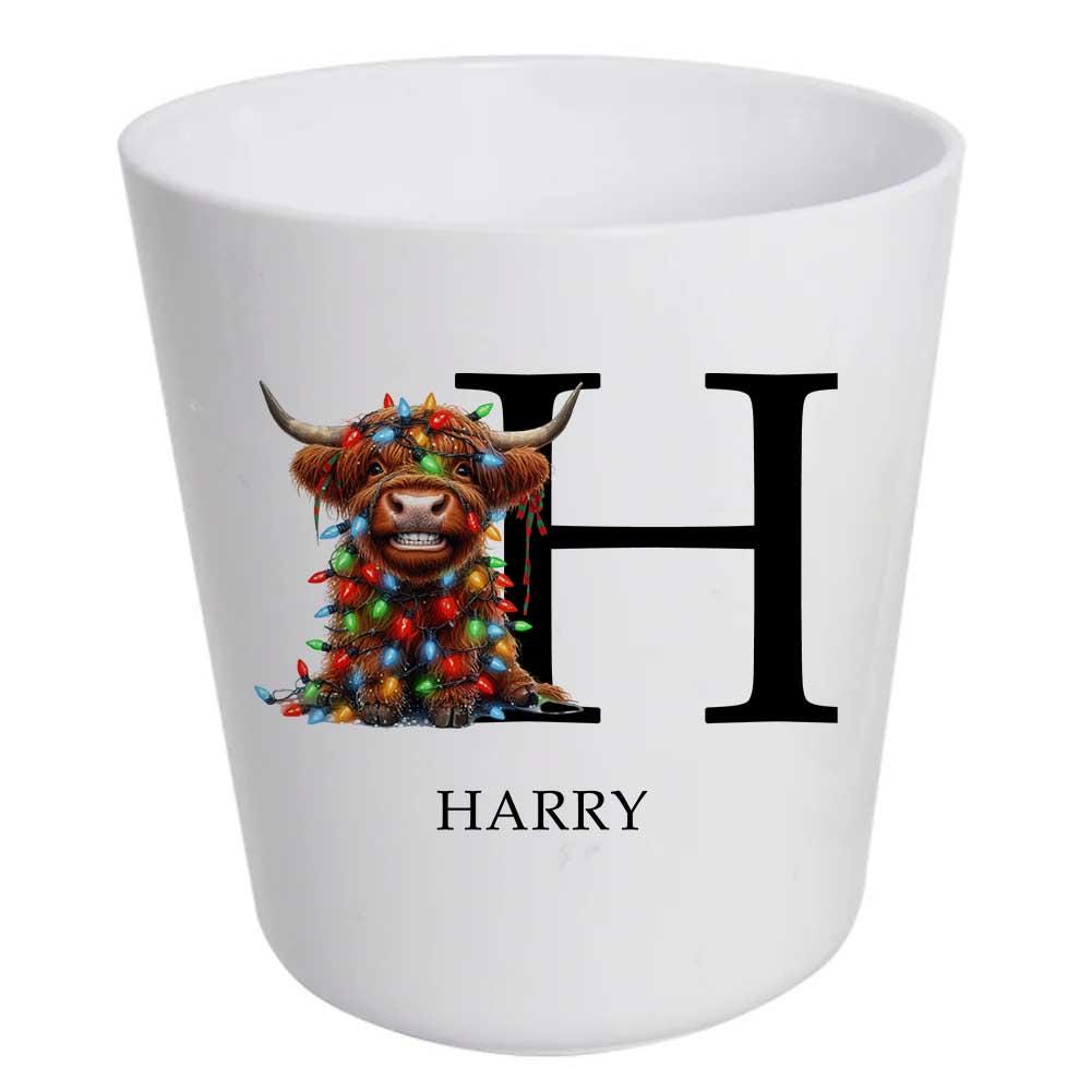 Luxury Personalised Highland Cow Children’s Dinner Set – Initial Christmas Plate, Bowl, Mug, Cup, Cutlery & Placemat – Unbreakable Gift - Image 5