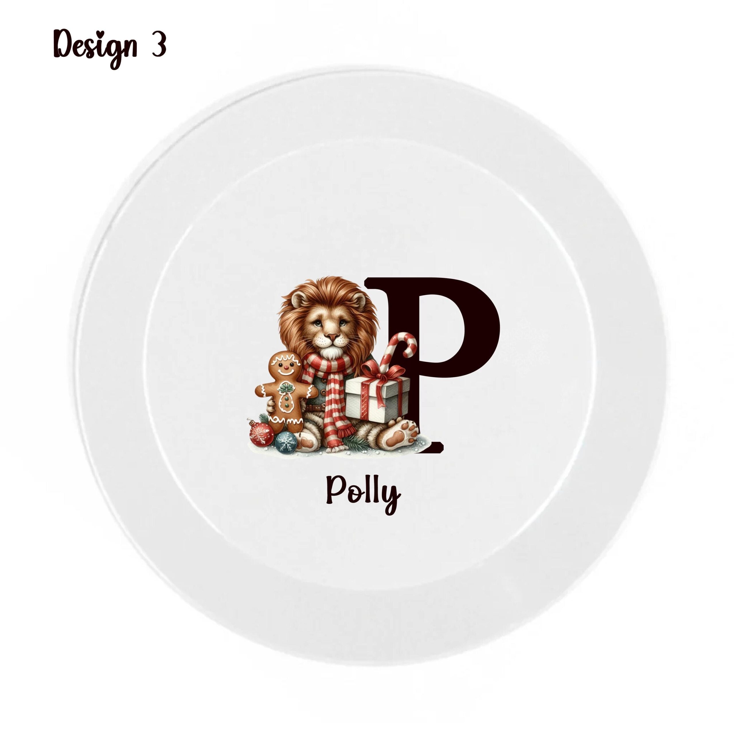 Personalised Children’s Christmas Lion Dinner Set – Unbreakable Plate, Bowl, Cup & Cutlery - Image 3
